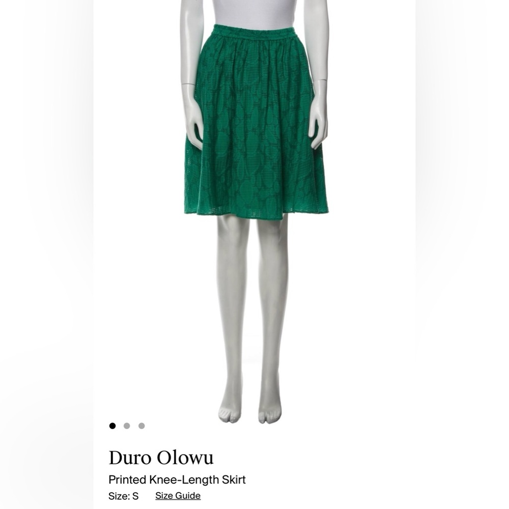 Green Printed Knee-Length Skirt